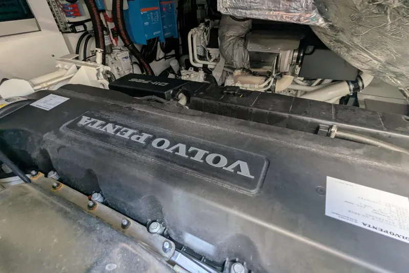  Yacht Photos Pics Engine room of 2022 Sunseeker Predator 55 EVO with Volvo Penta engine.
