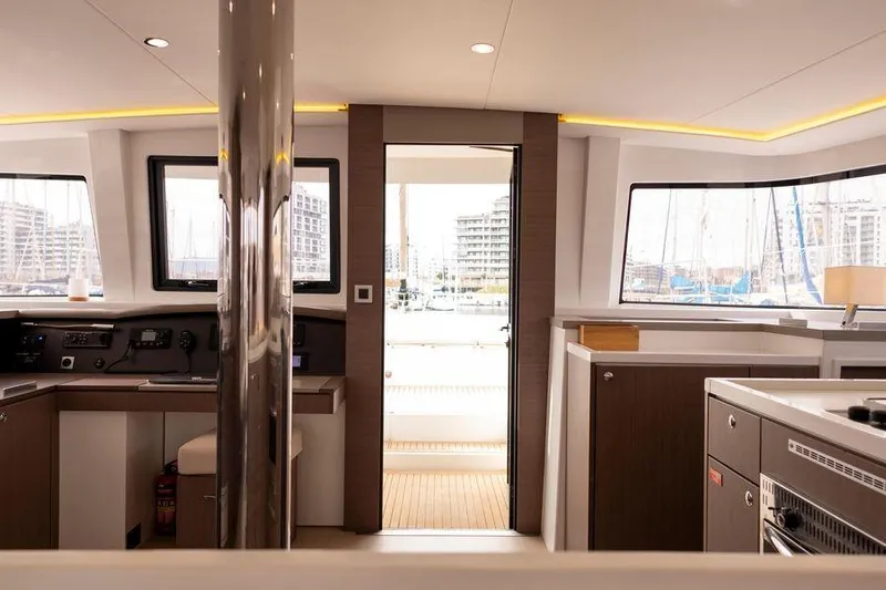 Tatani Yacht Photos Pics Interior of a 2021 Bali 4.8 catamaran, featuring modern design and spacious layout.