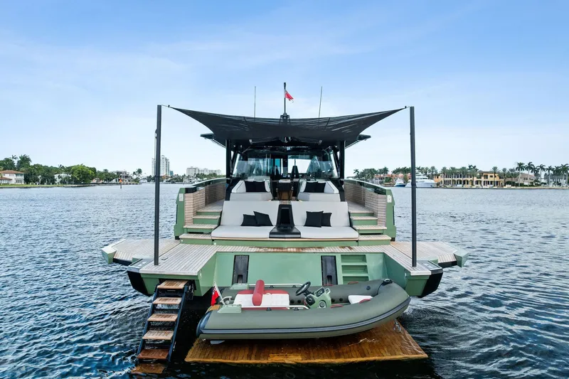 Another World Yacht Photos Pics Luxury 2025 Wally Wallytender 100 yacht with sleek design and spacious deck.