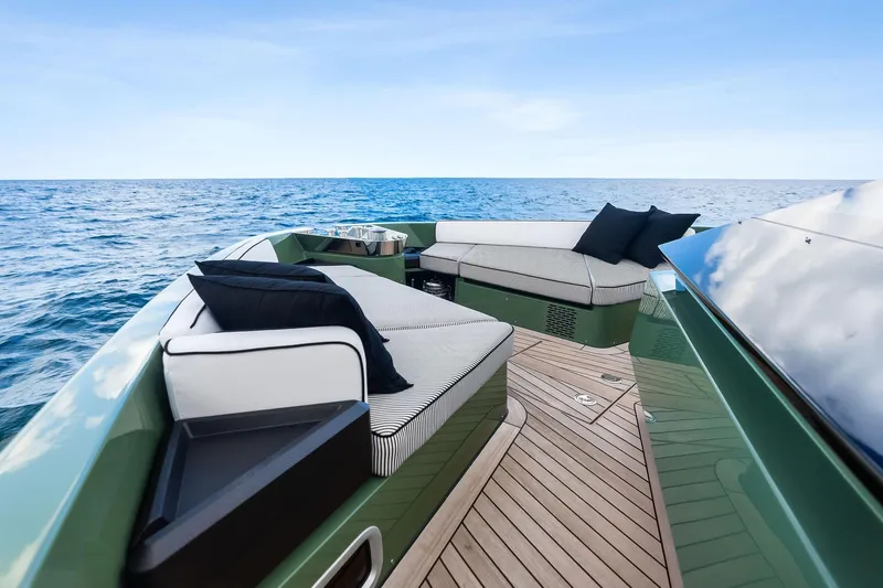 Another World Yacht Photos Pics Luxurious 2025 Wally Wallytender 100 yacht with elegant deck seating and ocean view.