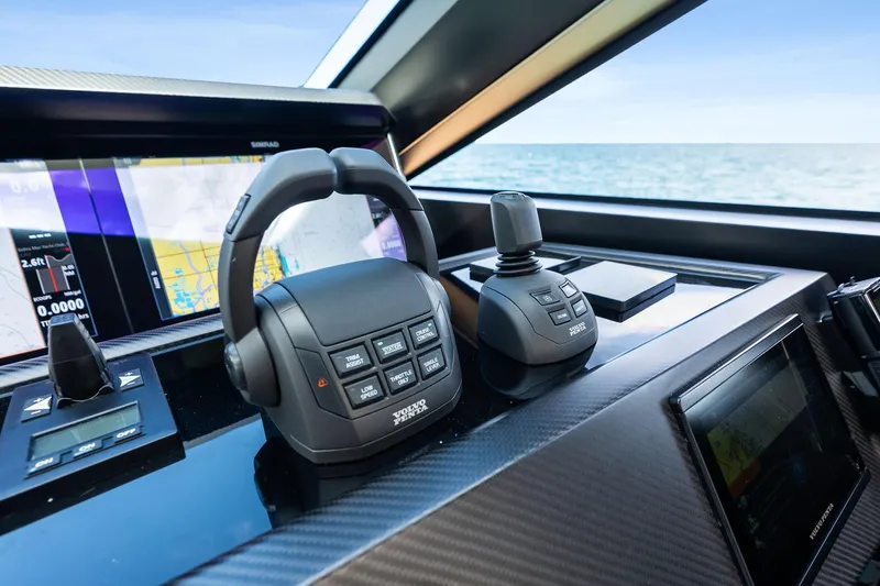 Another World Yacht Photos Pics Cockpit of 2025 Wally Wallytender 100 yacht with advanced navigation controls.