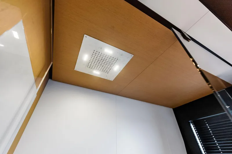 Another World Yacht Photos Pics Ceiling view of 2025 Wally Wallytender 100 interior with modern lighting.