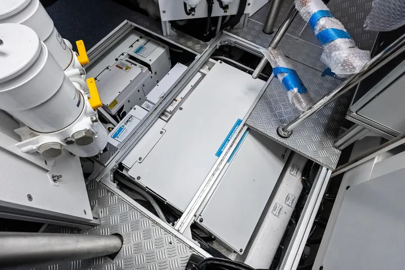 Another World Yacht Photos Pics Engine room of 2025 Wally Wallytender 100 yacht, showcasing technical components and equipment.