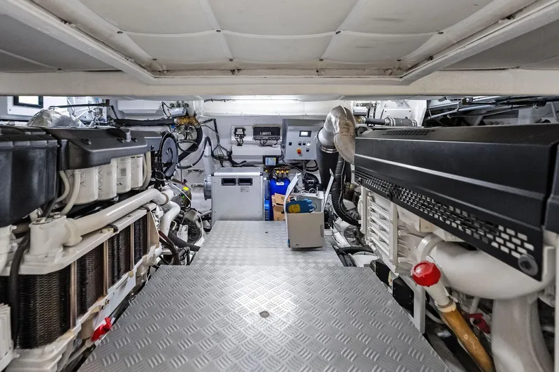Another World Yacht Photos Pics Engine room of 2025 Wally Wallytender 100 yacht, showcasing advanced machinery and equipment.
