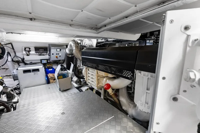 Another World Yacht Photos Pics Engine room of 2025 Wally Wallytender 100 yacht, showcasing advanced machinery and equipment.