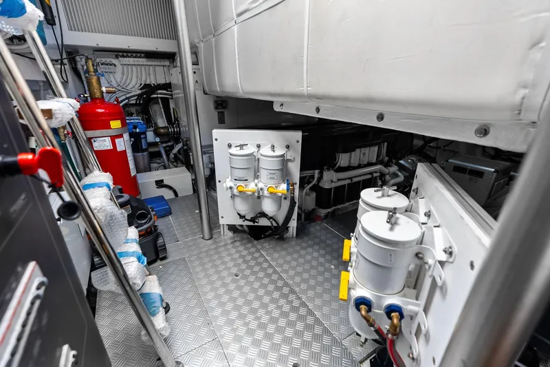 Another World Yacht Photos Pics Engine room of 2025 Wally Wallytender 100 yacht, featuring advanced equipment and systems.
