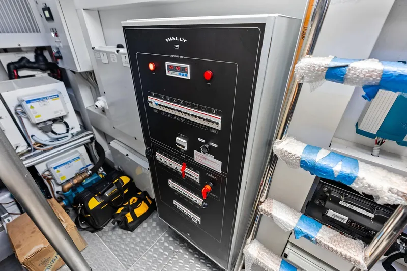 Another World Yacht Photos Pics Electrical control panel in 2025 Wally Wallytender 100 yacht engine room.