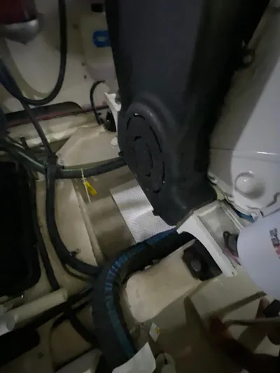 Dream Chaser Yacht Photos Pics Engine room of 2008 Sea Ray 47 Sedan Bridge with visible cables and components.