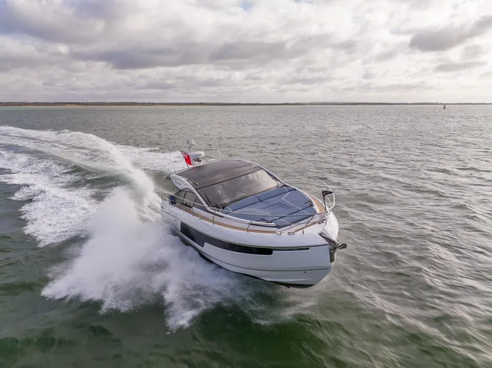 Availble To Order Yacht Photos Pics 2026 Fairline Targa 40 yacht cruising on open water under cloudy skies.