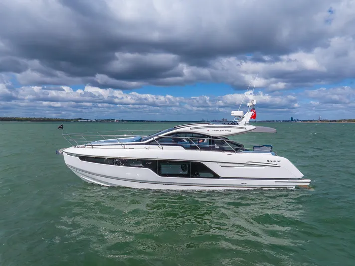 Availble To Order Yacht Photos Pics 2026 Fairline Targa 40 yacht cruising on open water under cloudy skies.