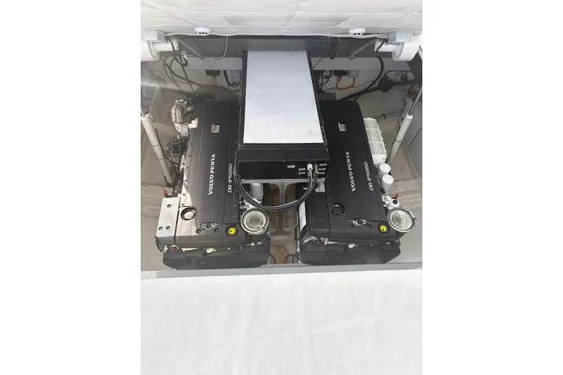 Sparkle Yacht Photos Pics Engine compartment of 2021 Wally Wallytender 48 with Volvo Penta engines.