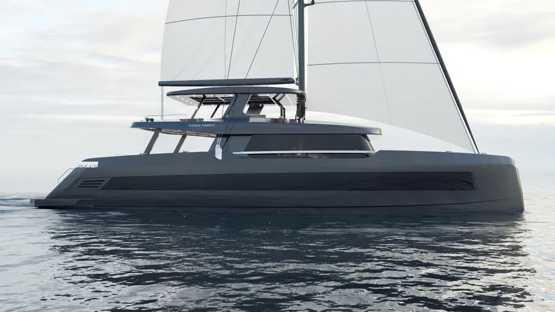 Moon Yacht 100s Yacht Photos Pics Luxury Moon 100 Sail yacht on calm sea, 2027 model, sleek design.