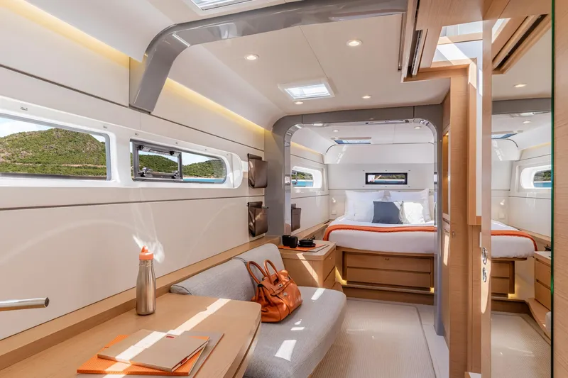  Yacht Photos Pics Luxurious interior of 2023 CNB EXCESS 15 yacht with modern design and natural light.