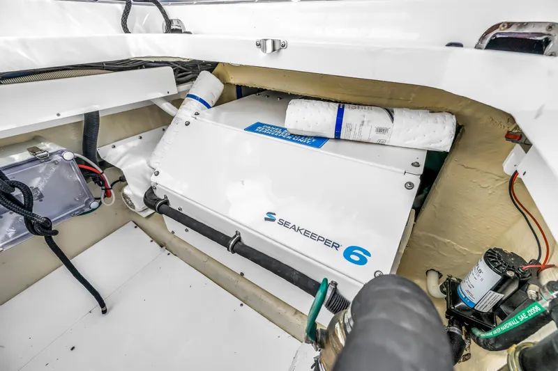 Best Deal Yacht Photos Pics 2023 HCB 53 Suenos RXV boat featuring Seakeeper 6 stabilizer system in engine compartment.