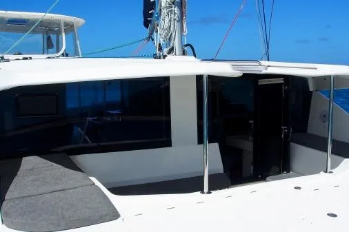 Pilar Yacht Photos Pics 2015 Robertson & Caine Leopard 48 catamaran, featuring sleek design and spacious deck.