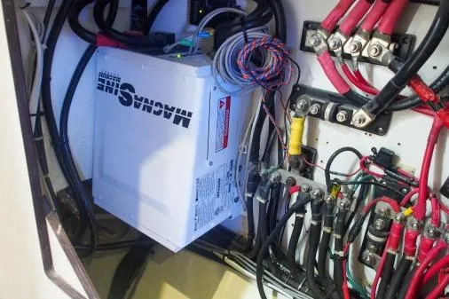 Pilar Yacht Photos Pics Electrical system of a 2015 Robertson & Caine Leopard 48 yacht, featuring Magnum inverter.