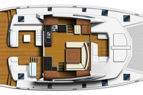 Pilar Yacht Photos Pics 2015 Robertson & Caine Leopard 48 yacht interior layout, featuring spacious living and dining areas.