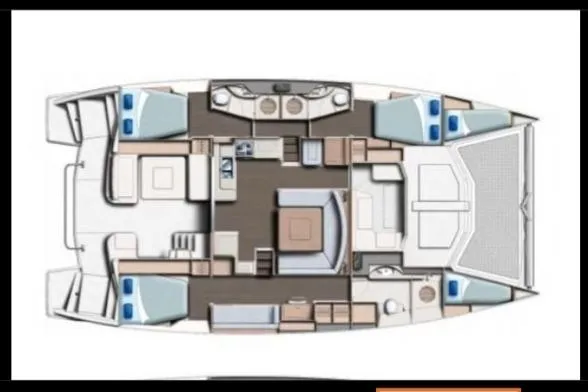 Pilar Yacht Photos Pics Floor plan of a 2015 Robertson & Caine Leopard 48 catamaran yacht.