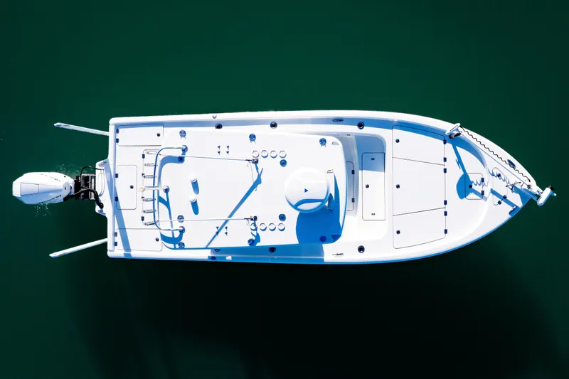  Yacht Photos Pics Overhead view of 2016 Barker Boatworks 26 Calibogue Bay on calm water.