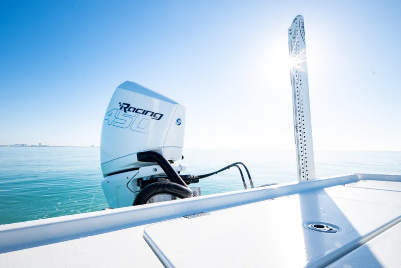  Yacht Photos Pics 2016 Barker Boatworks 26 Calibogue Bay with Racing 450 engine on calm water.