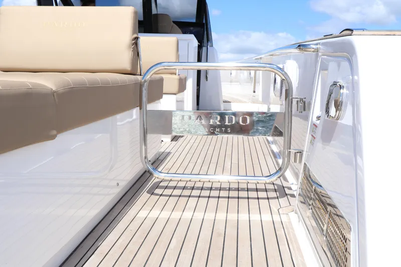  Yacht Photos Pics 2024 Pardo Yachts P43 deck with luxurious seating and sleek design.