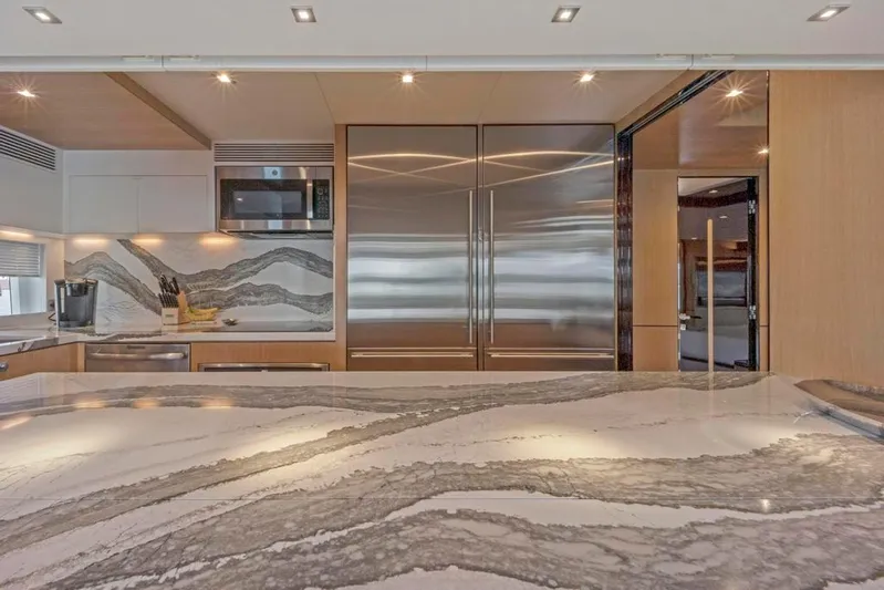 Bella Tu Yacht Photos Pics Galley Counter Top and Stainless Appliances