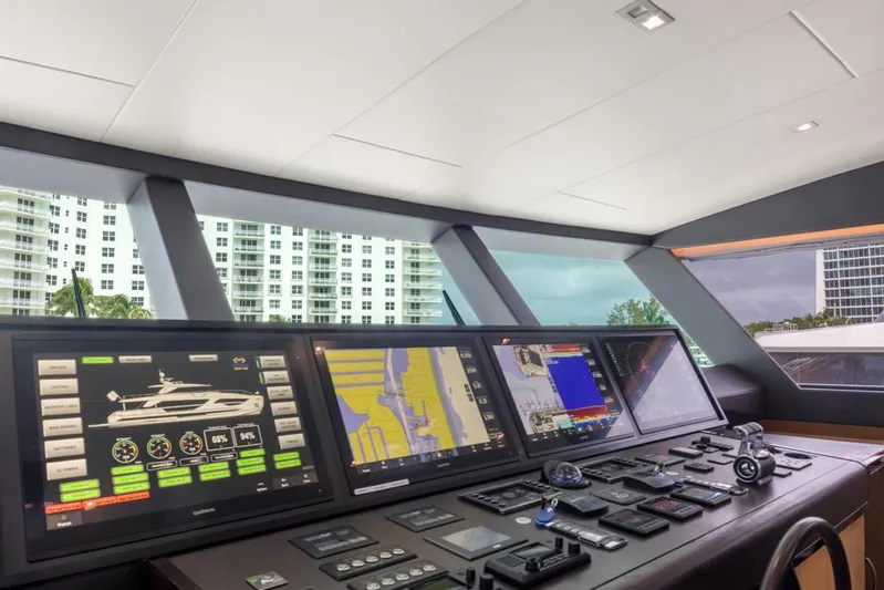 Bella Tu Yacht Photos Pics Pilothouse Helm Monitors and Navigation
