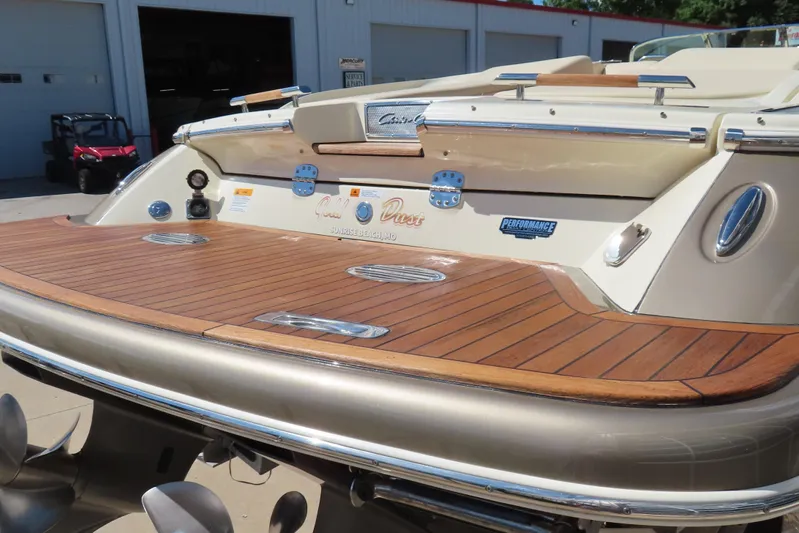  Yacht Photos Pics 2018 Chris Craft Launch 34 boat with teak swim platform and chrome details.