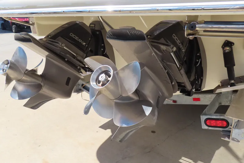  Yacht Photos Pics 2018 Chris Craft Launch 34 boat with dual Ocean X outdrives and propellers.