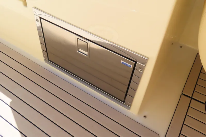  Yacht Photos Pics Stainless steel compartment on 2018 Chris Craft Launch 34 boat deck.