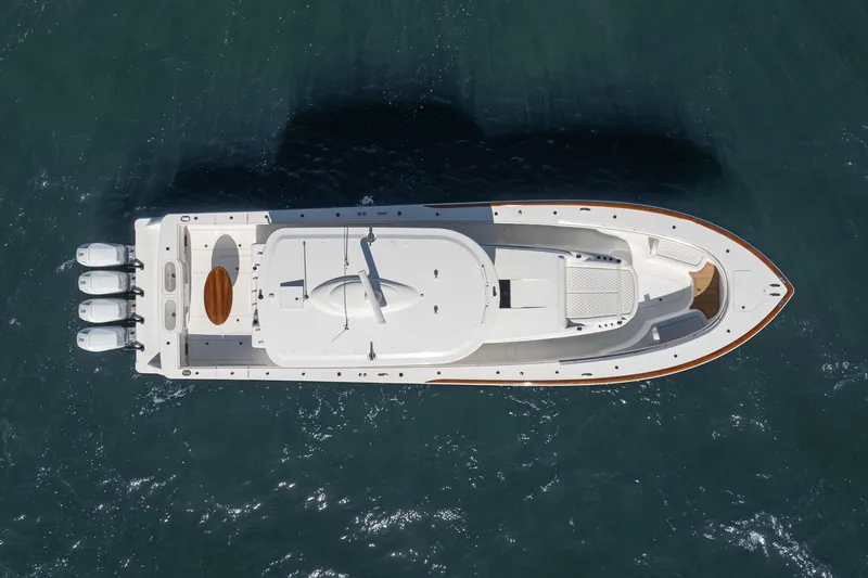  Yacht Photos Pics Aerial view of 2024 Valhalla Boatworks V-55 on open water.