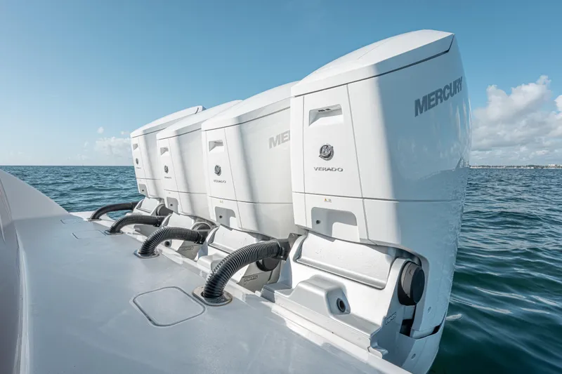  Yacht Photos Pics 2024 Valhalla Boatworks V-55 with Mercury Verado engines on open water.