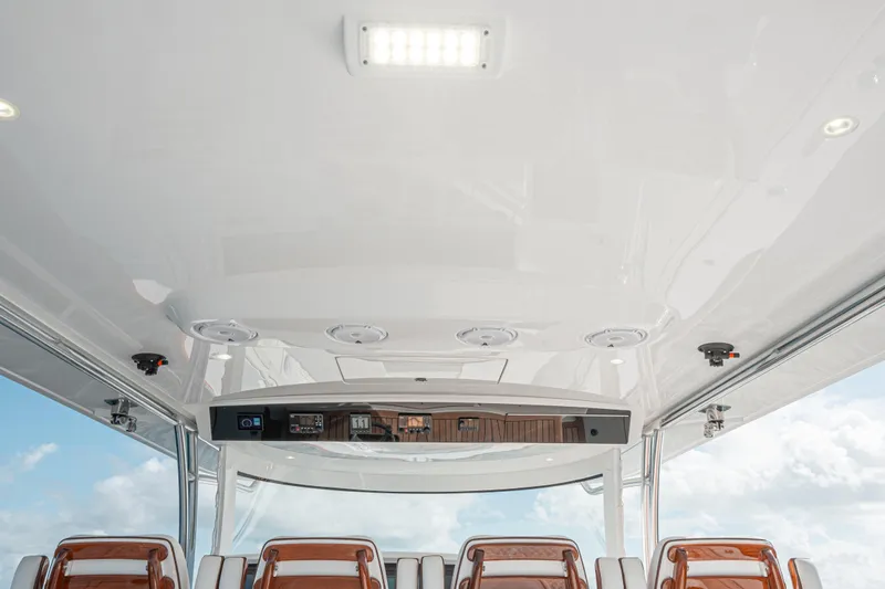  Yacht Photos Pics 2024 Valhalla Boatworks V-55 interior with sleek design and modern controls.