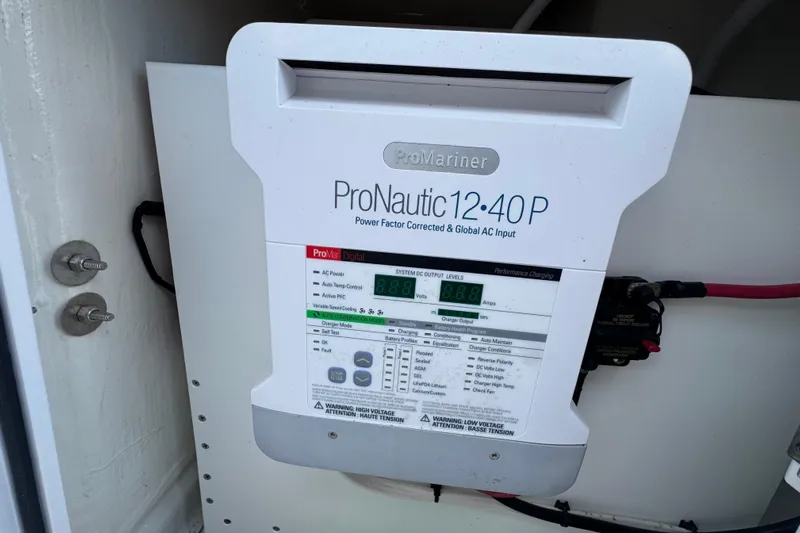 High Steaks Yacht Photos Pics ProMariner ProNautic 12-40P charger in 2024 Jupiter 38 HFS boat.