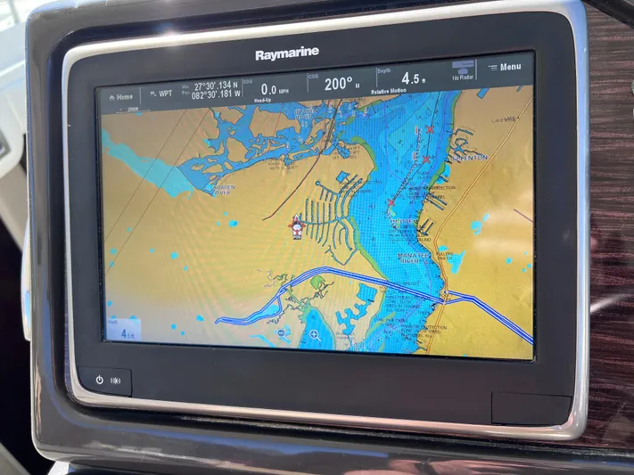  Yacht Photos Pics Raymarine navigation display on 2016 Sea Ray 350 Sundancer showing nautical chart.