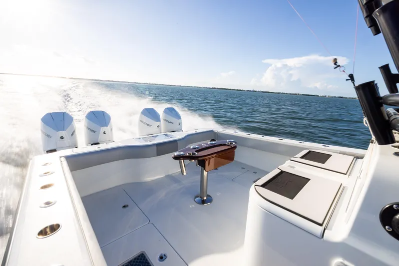  Yacht Photos Pics Freeman 37 VH 2020 boat cruising on open water with four powerful engines.