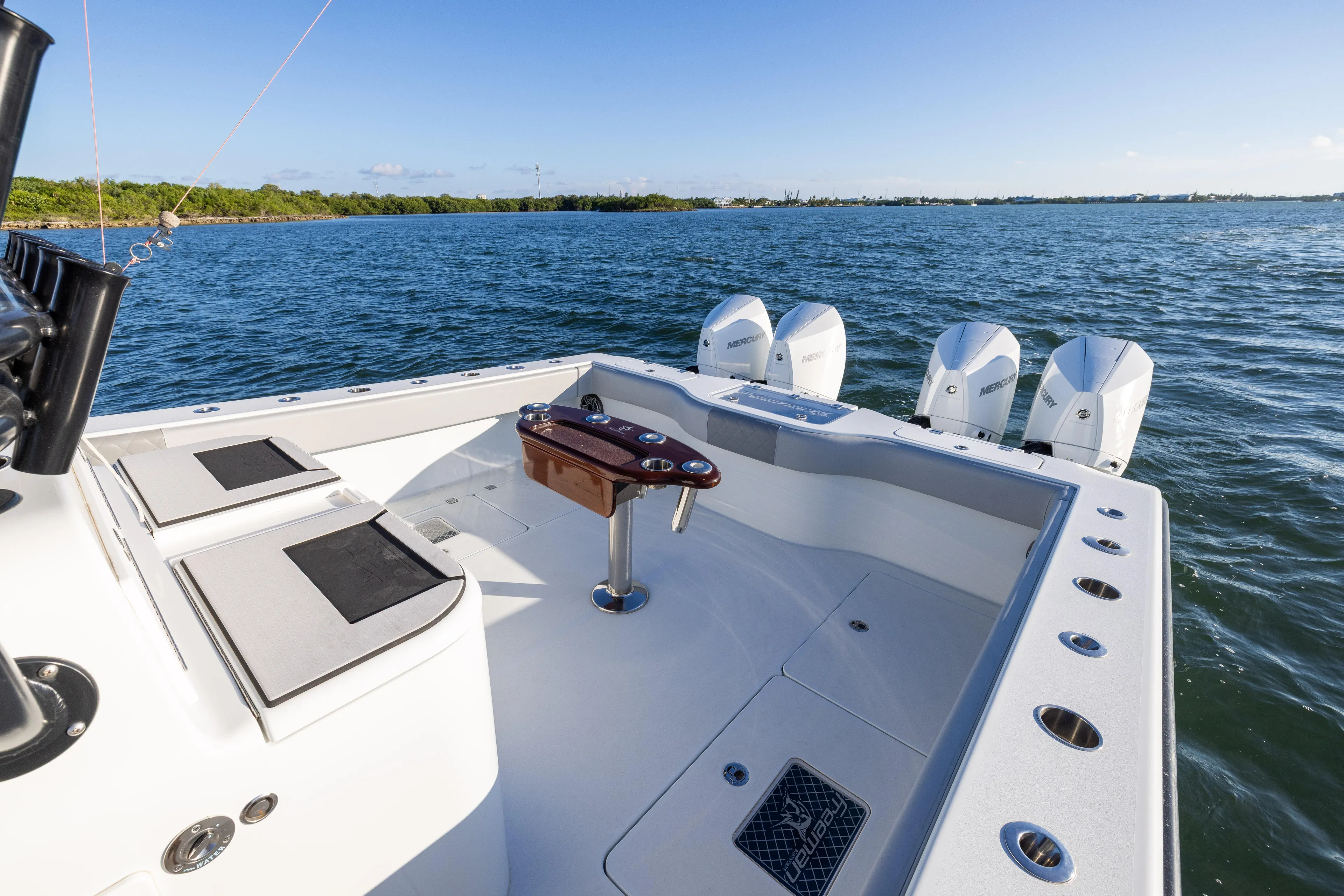  Yacht Photos Pics Freeman 37 VH 2020 boat with quad engines on open water.