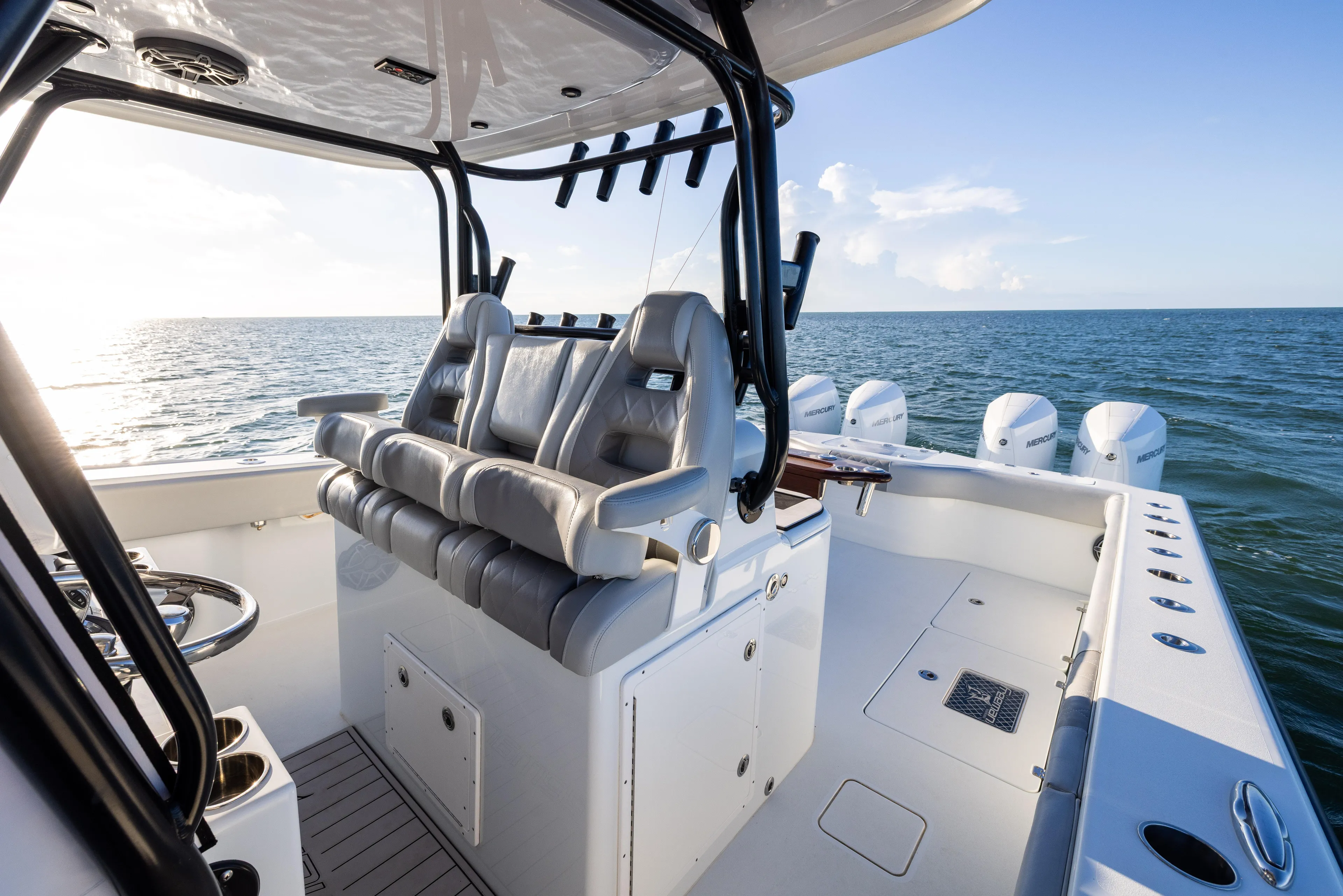  Yacht Photos Pics Freeman 37 VH 2020 boat interior with seating and ocean view.