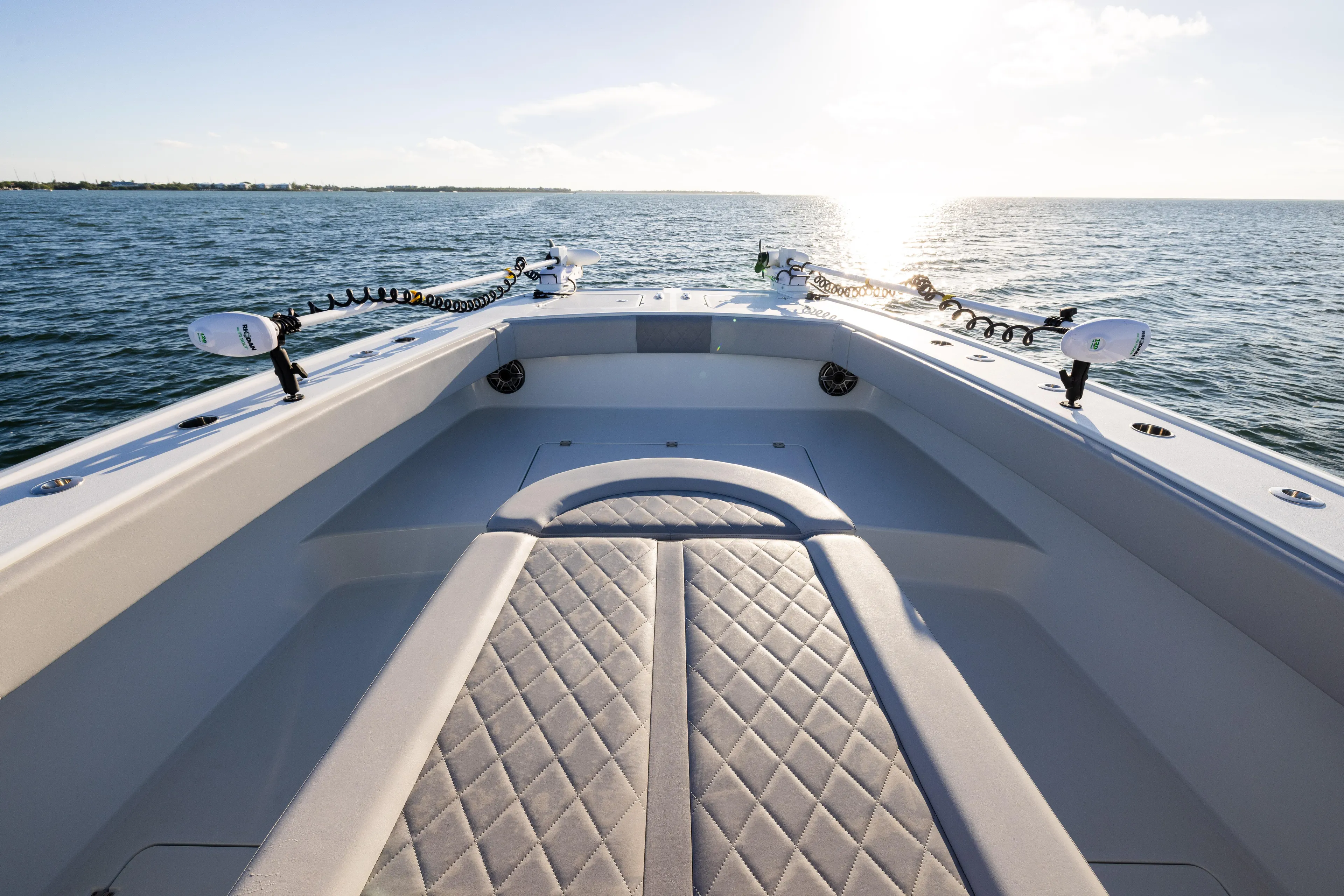  Yacht Photos Pics Freeman 37 VH 2020 boat on open water, sunlit deck, and calm sea.