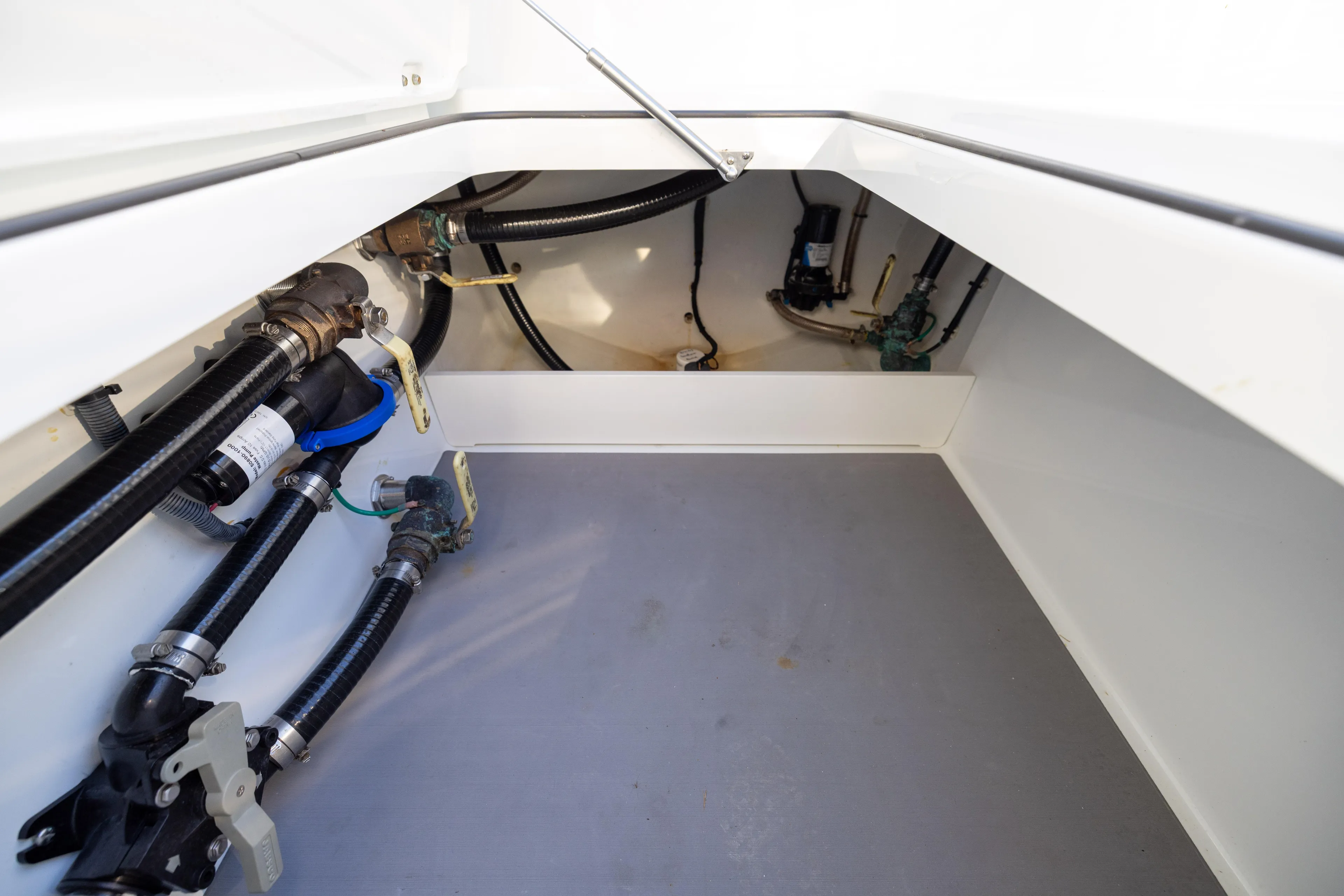  Yacht Photos Pics Freeman 37 VH 2020 boat interior showing plumbing and piping system.