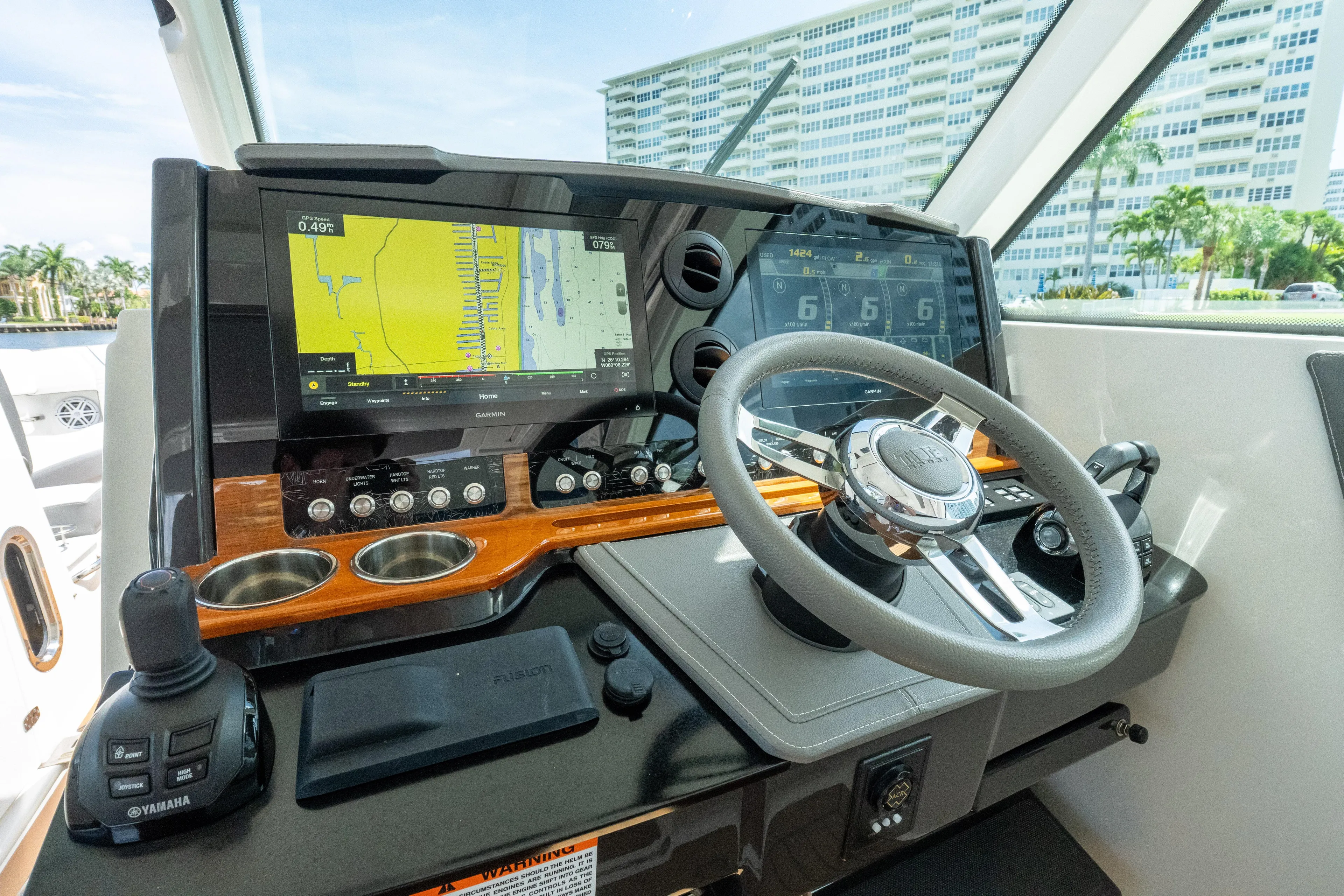  Yacht Photos Pics Helm of 2021 Tiara Sport 38 LX with advanced navigation and control systems.