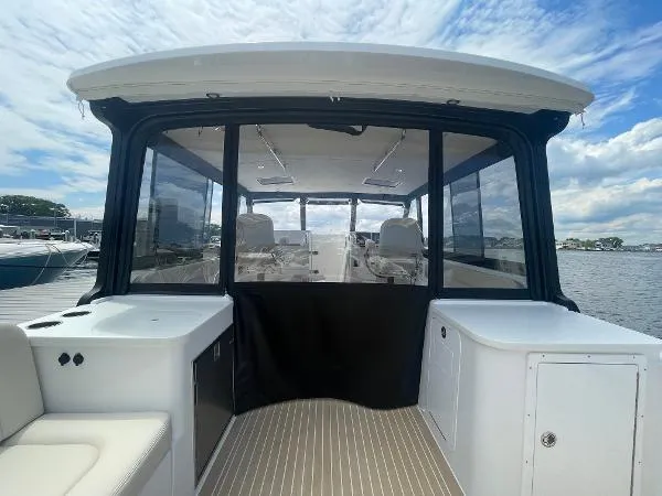 2025 Mjm Yacht Photos Pics 2025 MJM MJM3 boat interior with seating and water view.