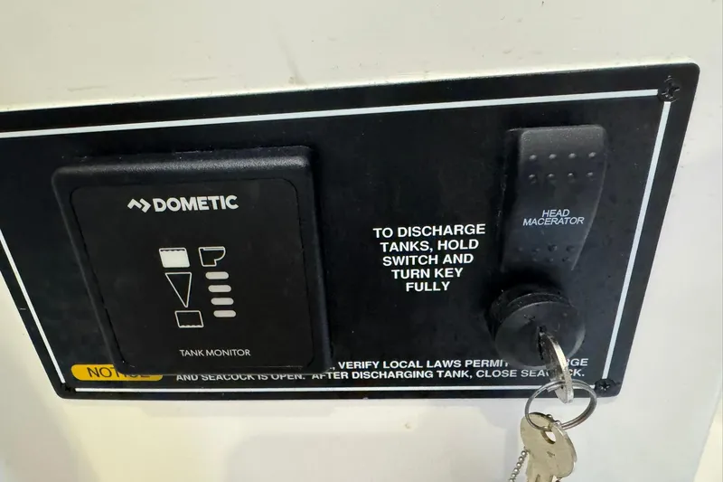  Yacht Photos Pics Control panel for Dometic tank monitor on 2018 Pursuit OS 325 Offshore boat.