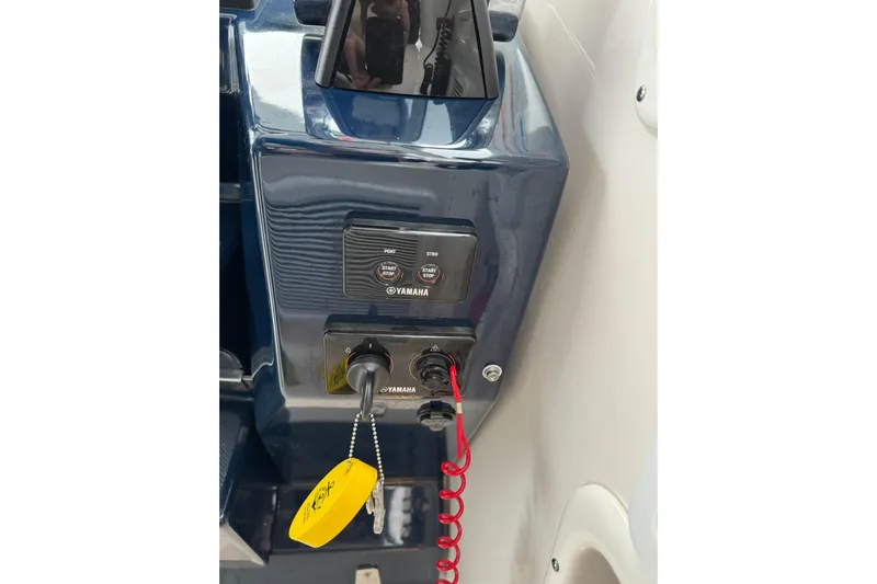  Yacht Photos Pics Control panel of a 2018 Pursuit OS 325 Offshore boat with Yamaha ignition.