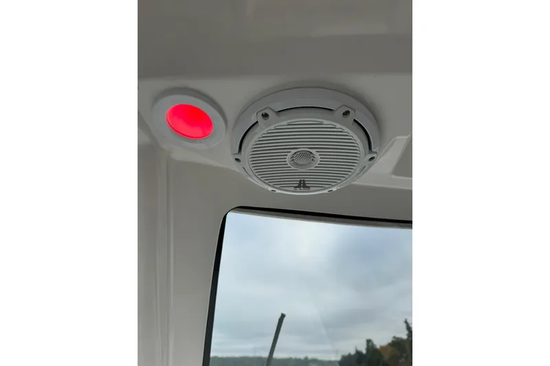  Yacht Photos Pics Ceiling speaker and red light inside 2018 Pursuit OS 325 Offshore boat.