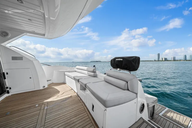  Yacht Photos Pics Luxury Sunseeker Manhattan 50 yacht deck with ocean view, 2006 model.