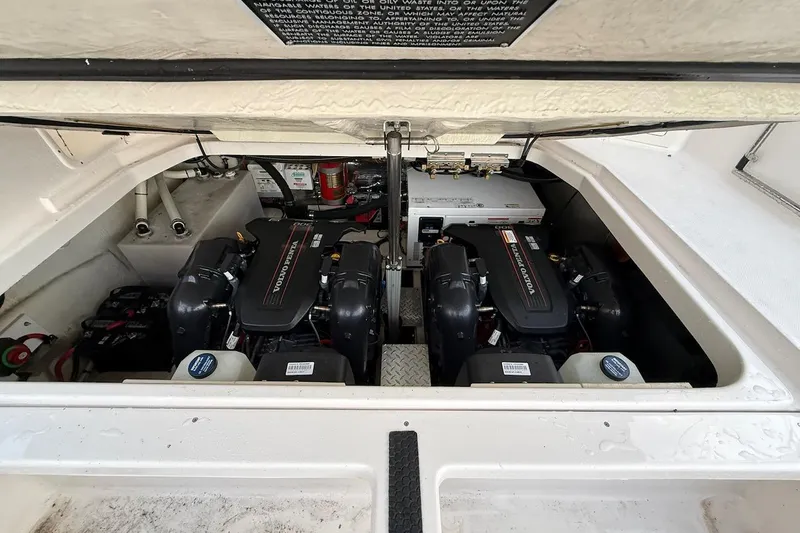 Valubelle Yacht Photos Pics Engine compartment of 2012 Regal 35 Sport Coupe with Volvo Penta engines.
