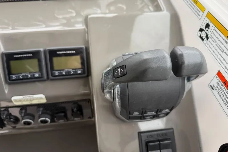 Valubelle Yacht Photos Pics Control panel of 2012 Regal 35 Sport Coupe with Volvo Penta displays and throttle.