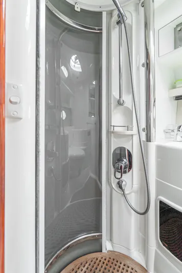  Yacht Photos Pics Shower area in 2000 Fairline 48 Targa yacht, featuring modern fixtures and sleek design.