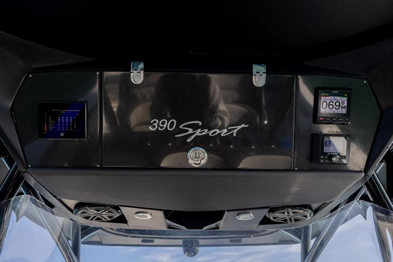  Yacht Photos Pics 2020 Nor-Tech 390 Sport Center Console dashboard with digital displays and controls.